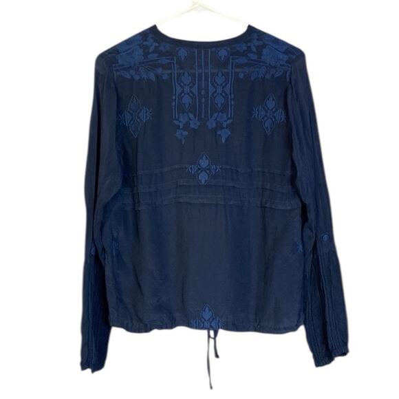 Johnny Was Cassio Jacket Blouse Blue Floral Embroidered Button Down Women's XS - Picture 3 of 6